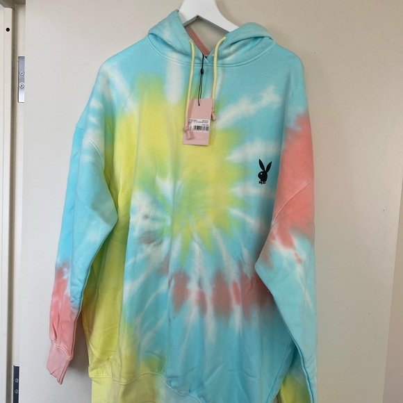 Playboy Pastel Tie Dye Oversized Hoodie Dress - Picture 5 of 6